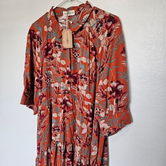 NWT Natural Life | Rebecca Midi Dress Orange Tropical Floral, Womens XL - Picture 7 of 11